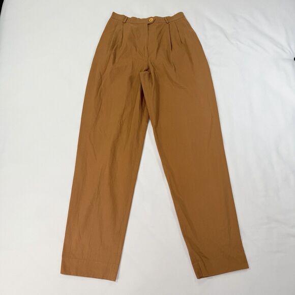 genny Pants - Vintage Genny Pleated Trousers Brown Size 6 High Waist Tapered Retro ITALY Made